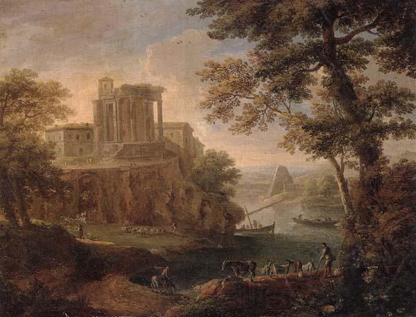 Paolo Anesi Rome,a view of tivoli with the temple of the temple of the tiburtine sibyl Norge oil painting art